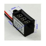 Digital voltmeter with green LEDs, 3.5 - 30 V, small, black case, 3-digit and 2-wire, waterproof